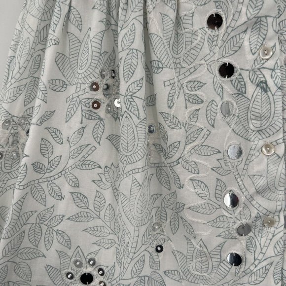 Juliet Dunn Cotton Tie Shoulder Midi Dress White/Denim Blue sz 2/M/6-8 $443 NWT - Picture 5 of 11